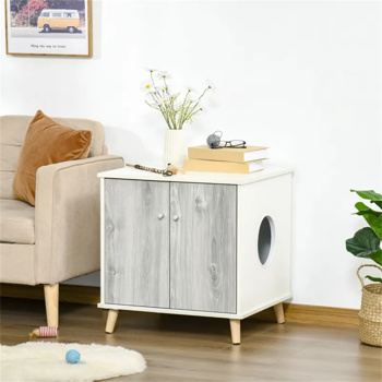 23.5\\" Wooden Cat Litter <b style=\\'color:red\\'>Box</b> White End Table