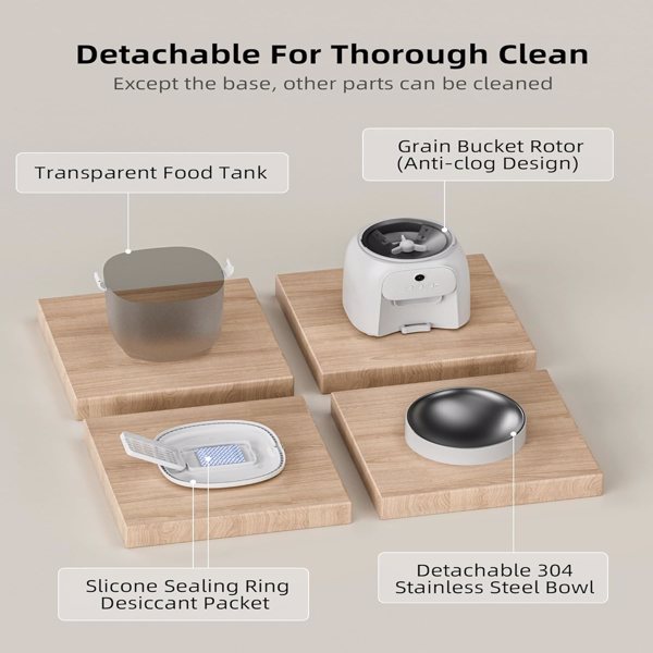 Automatic Cat Feeder with Camera, 1080P HD Video Cat Food Dispenser with Stainless Steel Bowls WiFi Automatic Pet Feeder with 2 Way Audio,Smart App Control(Ships from FBA warehouse, banned by Amazon)