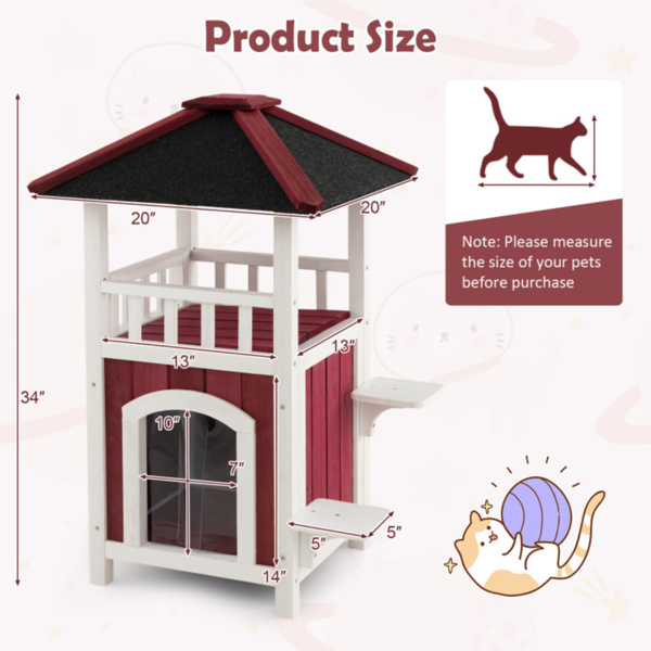 34"H Wooden Cat House 