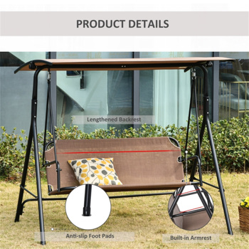 2-Seat Outdoor Patio Swing Chair-Brown (Swiship ship)（ Prohibited by WalMart ）