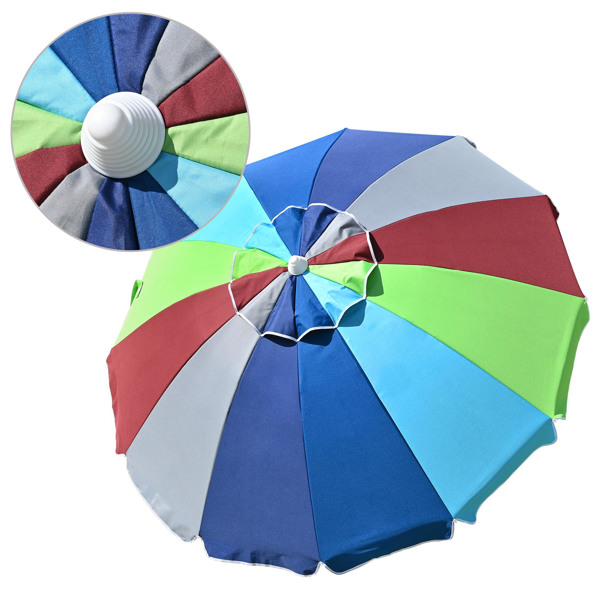 Beach Umbrella, Patio Sunshade Umbrella with Sand Anchor & Tilt Mechanism,  Air-Vent Design, Portable Sun Shelter Suitable for Seaside, Backyard, Poolside（No shipment on weekends）