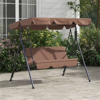 3-Seat Outdoor Patio Swing Chair-Brown  (Swiship ship)（ Prohibited by WalMart ）