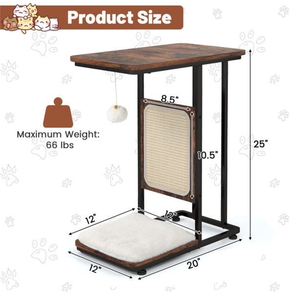 MDF cat side table End table Cat tree with scraper