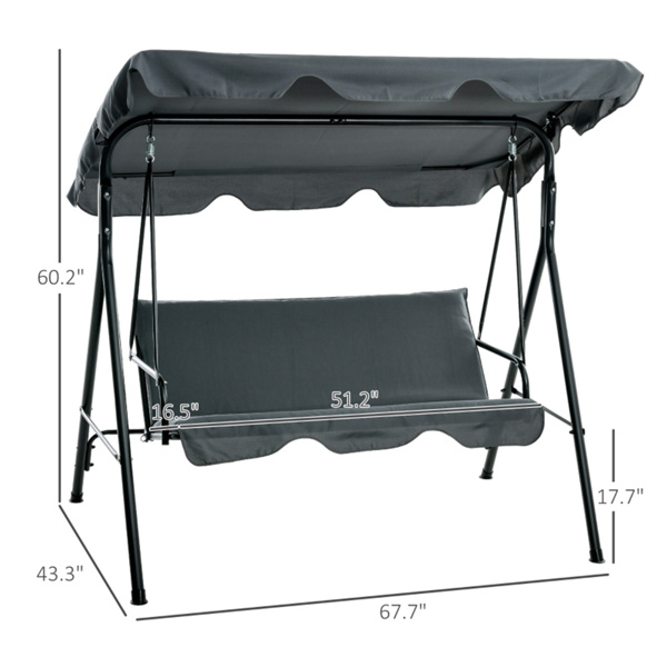  3-Seat Outdoor Patio Swing Chair  (Swiship ship)（ Prohibited by WalMart ）
