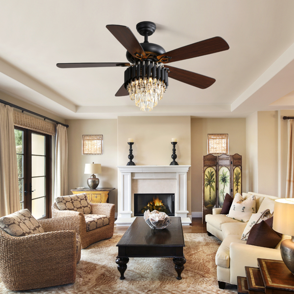 52 Inch Classics Ceiling Fan With 3 Speed Wind 5 Plywood Blades Remote Control AC Motor With Light[Unable to ship on weekends, please place orders with caution]
