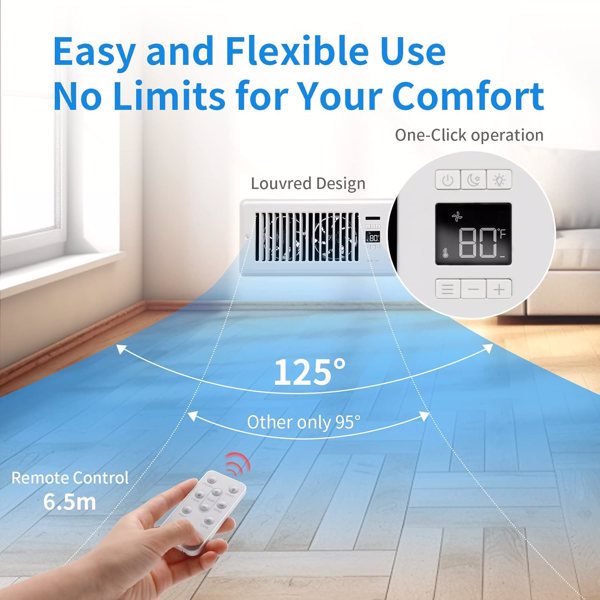 4” x 10” Ultra-Quiet Register Booster Fan Auto-Fan Speed Adjust with Thermostat Control Ac Vent Booster Fan for Better Heating and Cooling White[Unable to ship on weekends, please place orders with ca