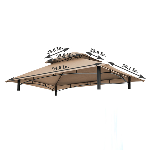 8x5Ft Grill Gazebo Replacement Canopy,Double Tiered BBQ Tent Roof Top Cover,Beige [Sale to Temu is Banned.Weekend can not be shipped, order with caution]