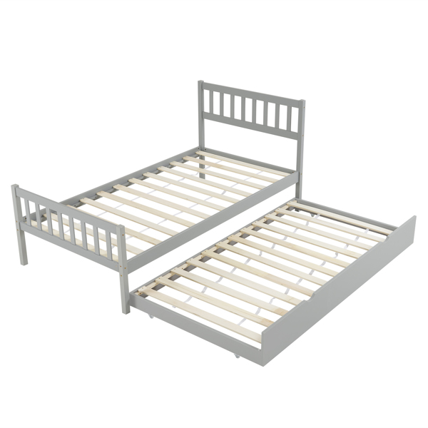 Single bunk bed with drag bed gray twin wooden bed pine particle board drag bed