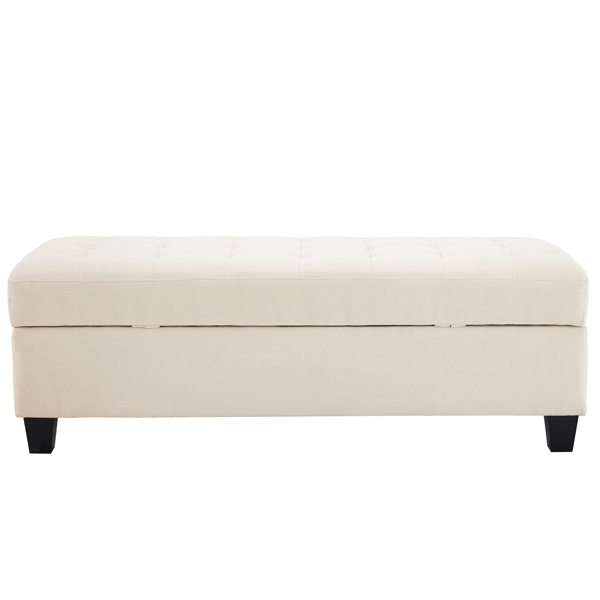 Storage Ottoman End of Bed Storage Bench, 51-inch Large Tufted Foot Rest Sofa Stool for Entryway Bedroom Living Room, Beige