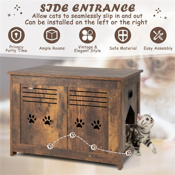 27.5"Litter box, cat house pet supplies with Side Entrance,Coffee table, end table or nightstand