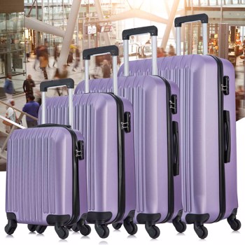 4 Piece Set Luggage Sets Suitcase ABS Hardshell Lightweight Spinner Wheels Purple