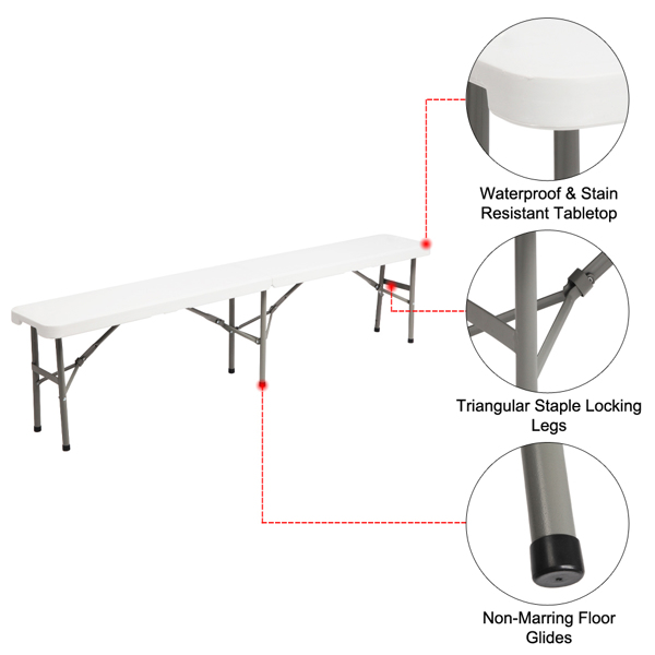 6FT Outdoor Courtyard Foldable Bench