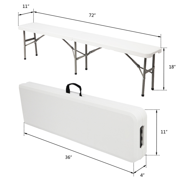 6FT Outdoor Courtyard Foldable Bench