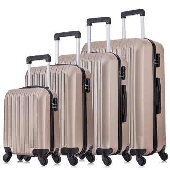 4 Piece Set Luggage Sets Suitcase ABS Hardshell Lightweight Spinner Wheels Champagne Gold