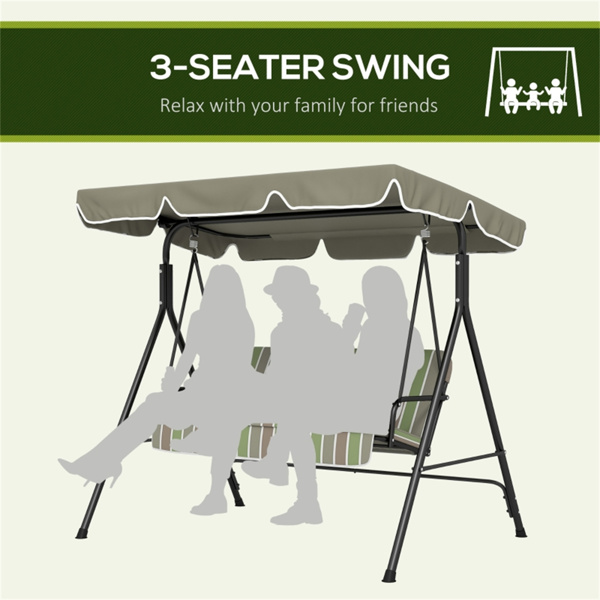  3-Seat Outdoor Patio Swing Chair-Beige & Green    (Swiship ship)（ Prohibited by WalMart ）