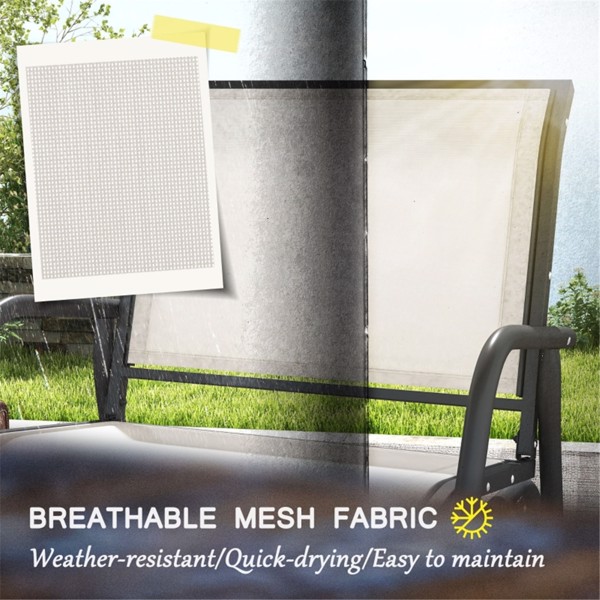 2PCS Outdoor Glider Chair-Cream White(Swiship-Ship)（Prohibited by WalMart）