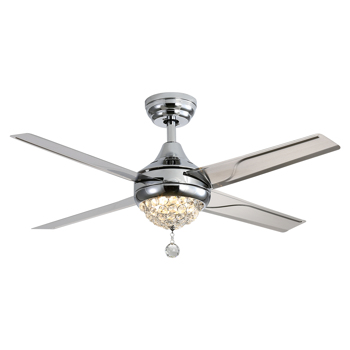 48 Inch Crystal Ceiling Fan With 3 Speed Wind 5 Iron Blades Remote Control AC Motor With Light[Unable to ship on weekends, please place orders with caution]