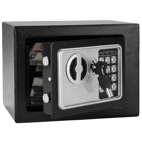 Mini Wall-in Style Electronic Code Metal Steel Box Safe Case 17EF Black