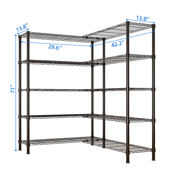 58''W  Adjustable  Storage Shelves 1500LBS  NSF  Wire Shelving Unit 5 Tier Metal Shelving for Storage Rack Shelves for Storage Heavy Duty Garage Shelf Pantry Shelves Kitchen Shelving,  58''W*59.06''H*