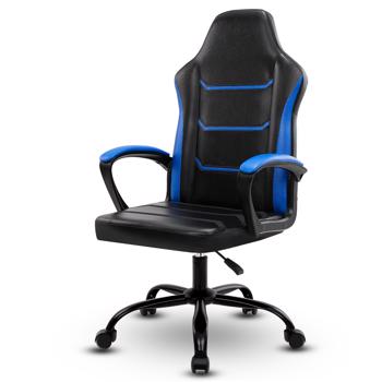 Video Gaming Computer Chair, Office Chair Desk Chair with Arms, Adjustable Height Swivel PU Leather Executive with Wheels for Adults Women Men, Blue