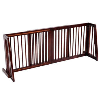 Wooden Pet Gate 3 Panels,Freestanding Length Adjustable