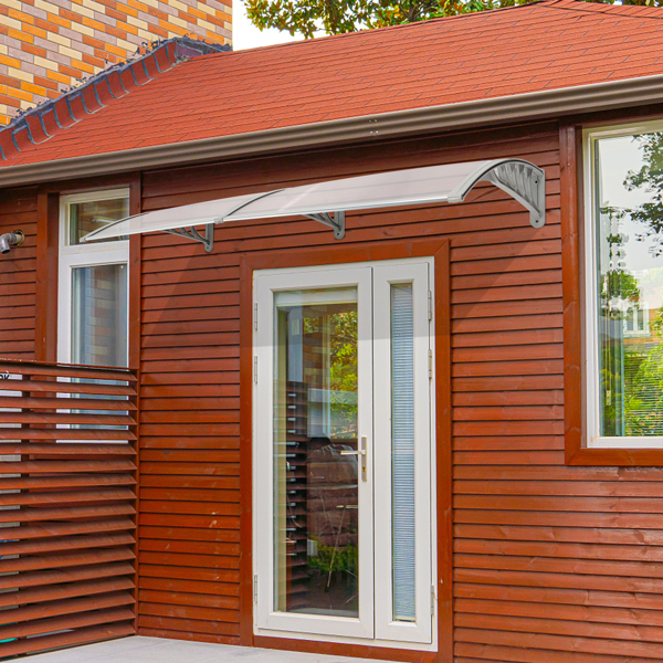 HT-200 x 100 Household Application Door & Window Rain Cover Eaves Canopy Silver & Gray Bracket