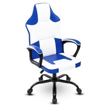 Video Game Chair for Adults, Gaming Chair Office Chair with Handrail, Adjustable Height Gamer Chair for Kids, Comfortable Computer Chair with Wheels, Blue