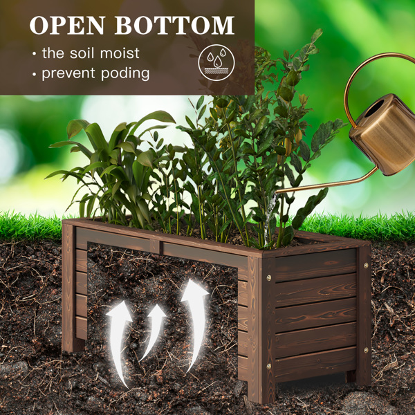 Wood Garden Bed for Growing Flowers, Planter Garden Boxes Outdoor Planter Box, Wood Container Gardening Planter Raised Beds for Patio, Balcony (47.24in*19.68in*19.68in)