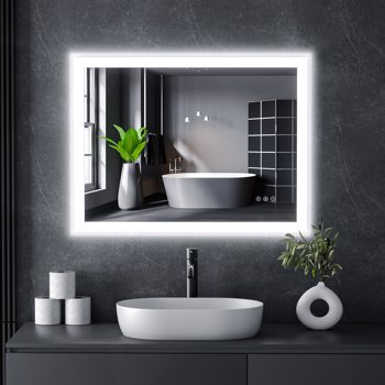 32 x 24 Inch LED Backlit Bathroom Mirror with Light, Anti-Fog, Dimmable, CRI90+, Water Proof Vanity Wall Mounted Lighted Mirror(Horizontal/Vertical)（FBA shipment）