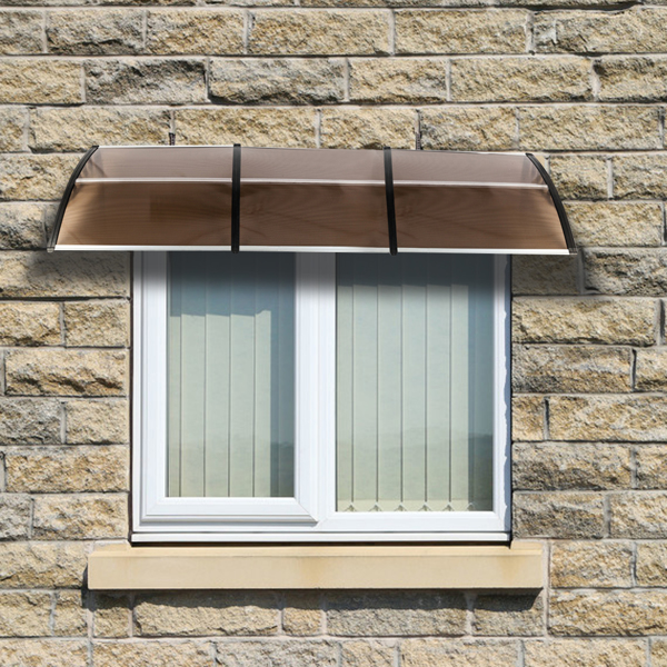HT-300 x 100 Household Application Door & Window Rain Cover Eaves Brown Board & Black Holder