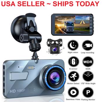 Touch Screen Dash Cam 4\\" 1080P Dual Lens Car DVR Recorder Front and Rear Camera