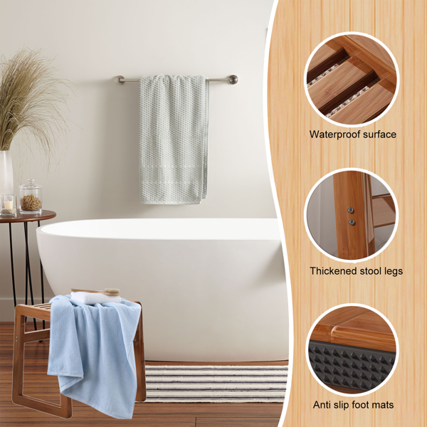 Shower Bench, Shower Stool with Storage Shelf, Bamboo Shower Seat Bathroom Spa Bench, Shower Bath Chairs Spa Stool for Bathroom Inside