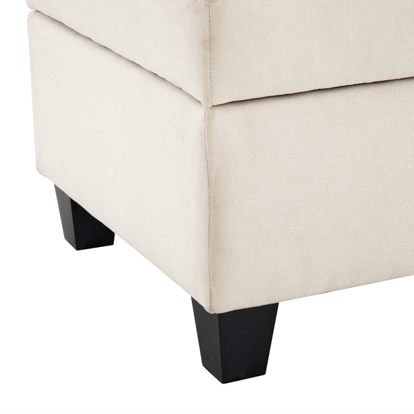 Storage Ottoman End of Bed Storage Bench, 51-inch Large Tufted Foot Rest Sofa Stool for Entryway Bedroom Living Room, Beige