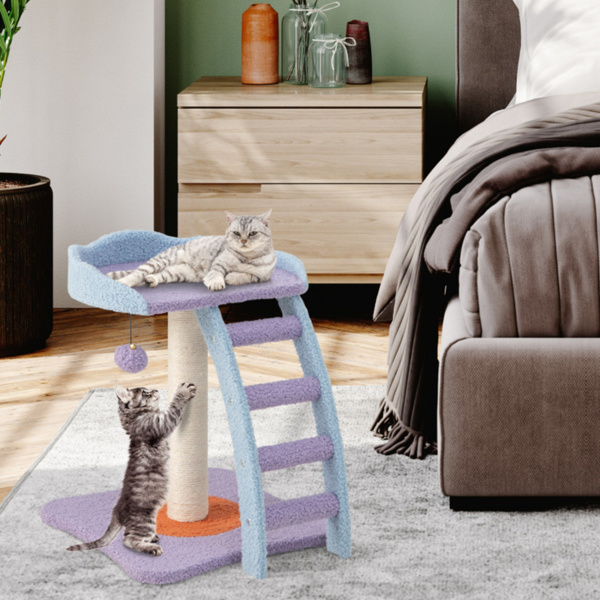  2 storey cat tree, cat climbing frame, plush cat tower with ladder shape