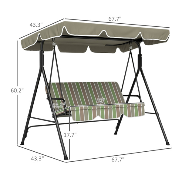  3-Seat Outdoor Patio Swing Chair-Beige & Green    (Swiship ship)（ Prohibited by WalMart ）