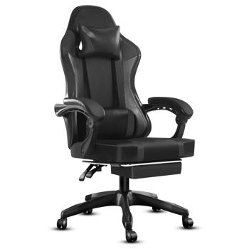 Video Game Chairs for Adults, PU Leather <b style=\\'color:red\\'>Gaming</b> Chair with Footrest, 360°Swivel Adjustable Lumbar