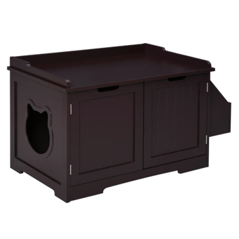Brown Wooden Cat Litter <b style=\\'color:red\\'>Box</b> ,Cat Washroom，Nightstand ，End Table 