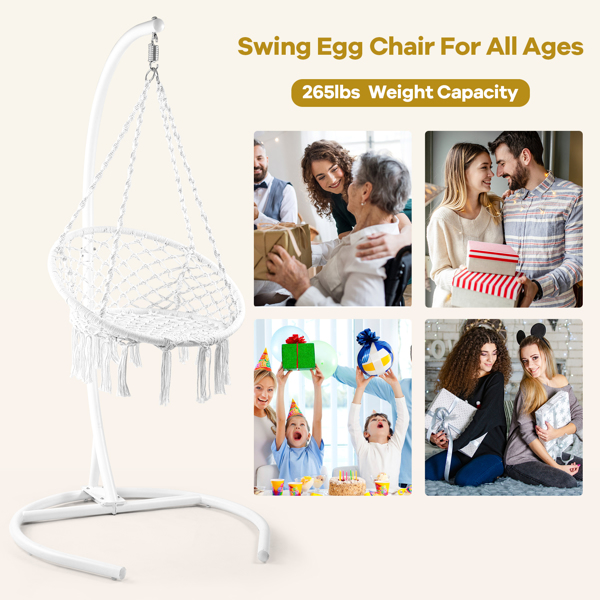 Outdoor Hanging Swing Chair with Stand, Boho Swinging Hammock Chairs with Stand for Bedroom, Patio, Porch, Outdoor and Indoor