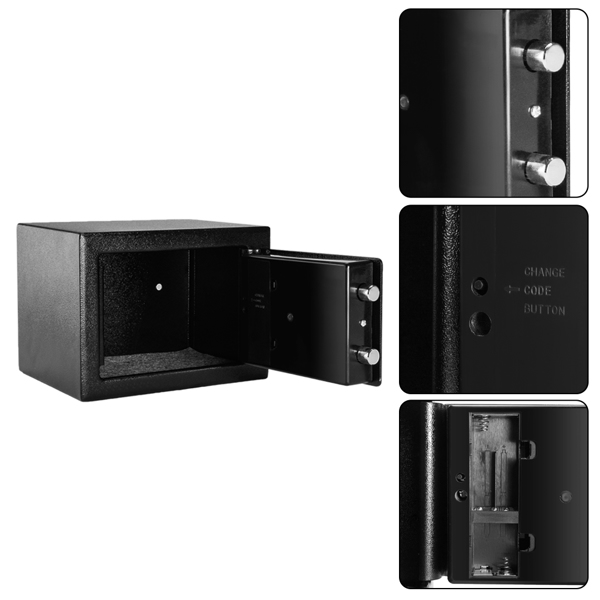 Mini Wall-in Style Electronic Code Metal Steel Box Safe Case 17EF Black