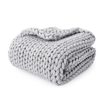 Knitted Weighted Blanket for Adults, Cooling Weighted Blanket, Chunky Knit Weighted Throw Blanket for Sleep, Breathable and Soft