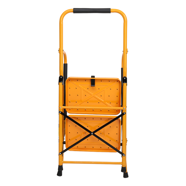 Iron 2-step ladder with handrails ginger