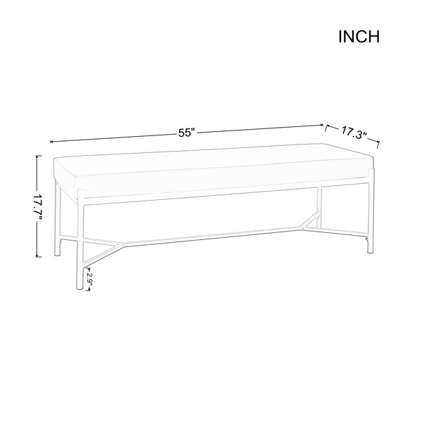  55'' Long Upholstered Bench Velvet End of Bed Bench for Bedroom, Living Room or Entryway