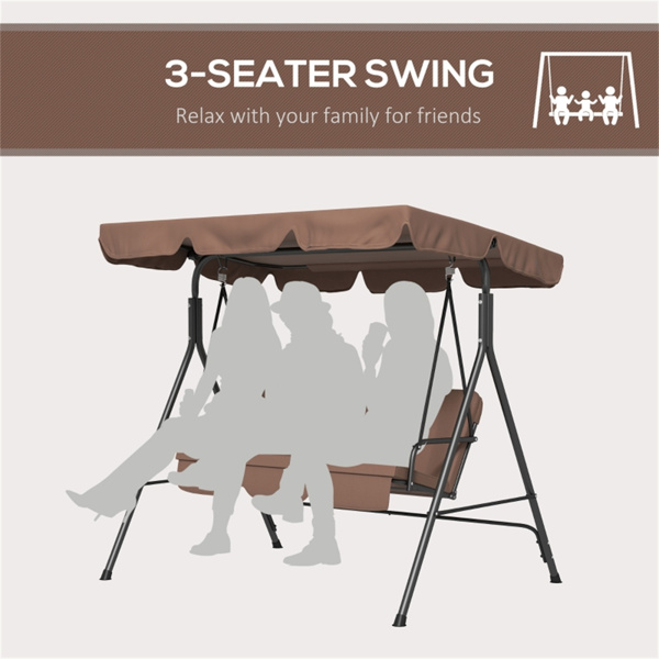  3-Seat Outdoor Patio Swing Chair-Brown  (Swiship ship)（ Prohibited by WalMart ）