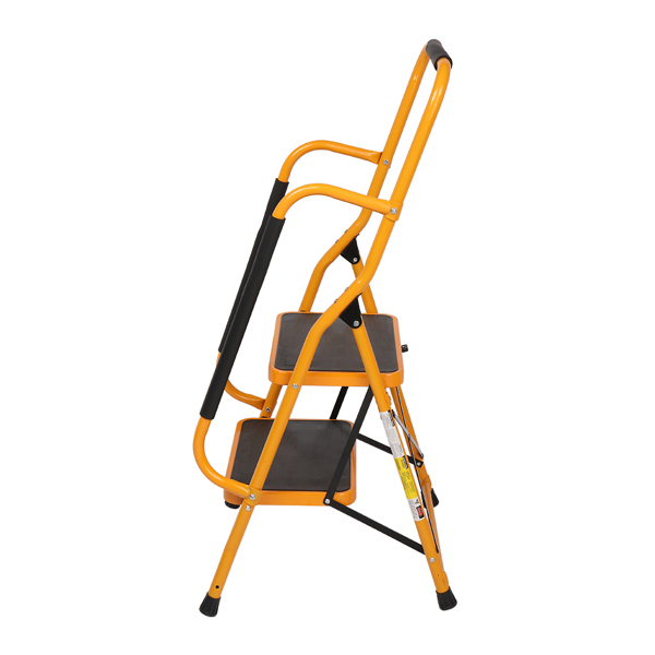 Iron 2-step ladder with handrails ginger