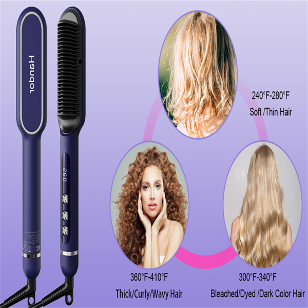 Advanced Negative Ionic Hair Straightener Brush with 9 Temp Settings LED Display Effortless Styling for Silky Smooth, Frizz-Free Hair