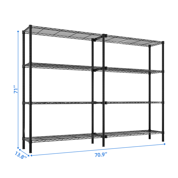 49.2''W  Adjustable  Storage Shelves   NSF  Wire Shelving Unit Multiple rows   Shelving for Storage Rack Shelves for Storage Heavy Duty Garage Shelf Pantry Shelves Kitchen Shelving,  49.2''W*70.86''H*