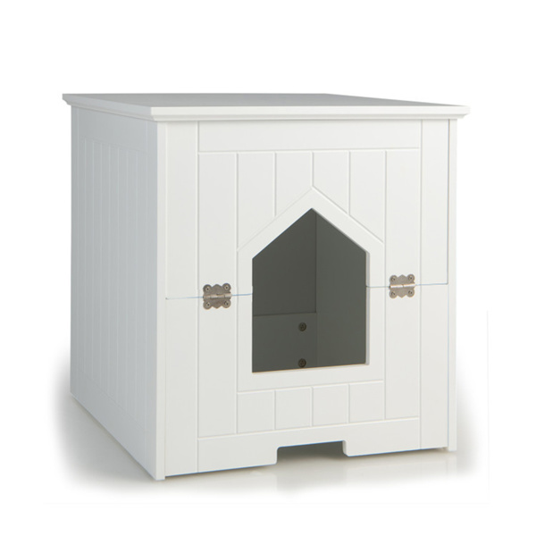 20" Wooden Cat Litter Box White End Table