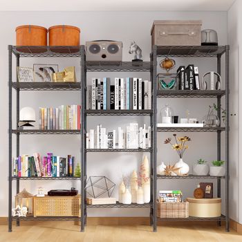 62.9\\'\\'W  Adjustable  Storage Shelves  NSF  Wire Shelving Unit Multiple rows  Shelving for Storage Rack Shelves for Storage Heavy Duty Garage Shelf Pantry Shelves Kitchen Shelving,  62.9\\'\\'W*59.06\\'\\'H*13