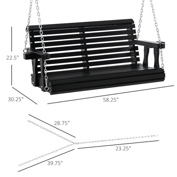 2 Seater Outdoor Patio Swing Chair-Black  (Swiship ship)（ Prohibited by WalMart ）