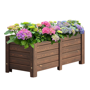 Wood Garden Bed for Growing Flowers, Planter Garden Boxes Outdoor Planter Box, Wood Container Gardening Planter Raised Beds for Patio, Balcony (39.47in*19.68in*19.68in)